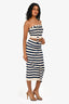 Ser.o.ya Cream/Navy Striped Tube Top + Midi Skirt Set Size S