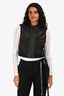 Rag & Bone Leather/Silk Cropped Biker Vest Size 0