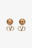 Valentino Gold/Blue V Logo Signature Earrings