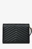 Saint Laurent 2021 Black Leather Chevron Quilted Cassandra Clutch