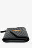 Saint Laurent 2021 Black Leather Chevron Quilted Cassandra Clutch
