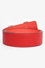 Hermès 2014 Red/Coral Leather Silver H Wide Reversible Belt