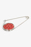 Loewe Silver/Red Leather Pin Bag Charm/Brooch