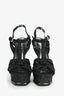 Saint Laurent Black Shimmer Fabric Platform Tribute Heels Size 38