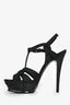 Saint Laurent Black Shimmer Fabric Platform Tribute Heels Size 38