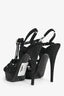 Saint Laurent Black Shimmer Fabric Platform Tribute Heels Size 38