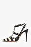 Valentino Black/White Striped Cage Rockstud Heels Size 38