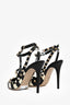 Valentino Black/White Striped Cage Rockstud Heels Size 38