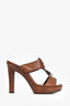 Gucci Vintage Brown Leather 1973 GG Wooden Heels Size 38