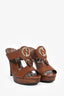 Gucci Vintage Brown Leather 1973 GG Wooden Heels Size 38