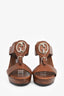 Gucci Vintage Brown Leather 1973 GG Wooden Heels Size 38