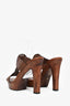 Gucci Vintage Brown Leather 1973 GG Wooden Heels Size 38