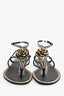 Rene Caovilla Black/Gold Crystal Rose Sandals Size 38