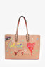 Christian Louboutin Tan Leather Graffiti 'Cabata' Tote Bag with Pouch