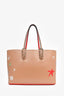 Christian Louboutin Tan Leather Graffiti 'Cabata' Tote Bag with Pouch