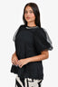 Simone Rocha Black Cotton Tulle Puff Sleeve T-Shirt Size XS