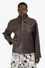 Louis Vuitton Brown Grained Bull Leather Zip Jacket Size 50