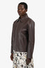 Louis Vuitton Brown Grained Bull Leather Zip Jacket Size 50
