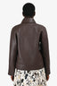 Louis Vuitton Brown Grained Bull Leather Zip Jacket Size 50