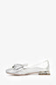 Miu Miu Silver Leather Rhinestone Heel Bow Flats Size 37