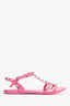 Valentino Pink Rubber Rockstud Sandals Size 38