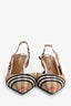 Burberry Beige Novacheck Kitten Heel Slingbacks Size 38