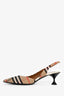 Burberry Beige Novacheck Kitten Heel Slingbacks Size 38