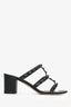 Valentino Black Leather Rockstud Cage Block Sandals Size 38