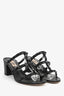 Valentino Black Leather Rockstud Cage Block Sandals Size 38