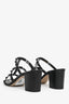 Valentino Black Leather Rockstud Cage Block Sandals Size 38