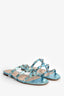 Valentino Blue Shimmer Rockstud ' Cage' Sandals Size 38