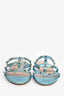 Valentino Blue Shimmer Rockstud ' Cage' Sandals Size 38