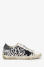 Golden Goose White/Black Animal Print Leather Super Star Sneaker Size 38
