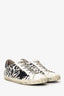 Golden Goose White/Black Animal Print Leather Super Star Sneaker Size 38