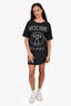 Moschino Couture Black/ Silver Studded Logo Shift Dress Size 2
