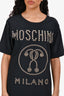 Moschino Couture Black/ Silver Studded Logo Shift Dress Size 2