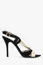 Fendi Black/Gold Velvet/Leather Peep Toe Heels Size 38.5