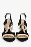 Fendi Black/Gold Velvet/Leather Peep Toe Heels Size 38.5