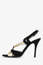 Fendi Black/Gold Velvet/Leather Peep Toe Heels Size 38.5