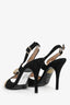 Fendi Black/Gold Velvet/Leather Peep Toe Heels Size 38.5