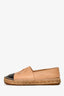 Pre-Loved Chanel™ Beige/ Black Leather CC Espadrilles Size 36