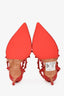 Valentino Red Leather Monochrome Rockstud Cage Kitten Heels Size 35.5
