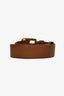 Miu Miu Brown Leather Belt with Gold Logo Cut Out Buckle Size 32/80