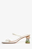 Jacquemus White/Green Leather Sequin Heels Size 37