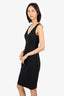 Elie Tahari Black V- Neck Sleeveless Midi Dress Size 2