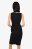 Elie Tahari Black V- Neck Sleeveless Midi Dress Size 2