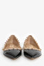 Valentino Black/Nude Trim Patent Rockstud Pointed Toe Flats Size 37.5 (As Is)