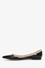 Valentino Black/Nude Trim Patent Rockstud Pointed Toe Flats Size 37.5 (As Is)
