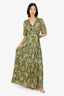 Ba&sh Green Metallic Floral Sleeveless Maxi Dress Size L