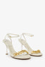 Bottega Veneta White/Gold Chain Detail 'Dot' Heels Size 40